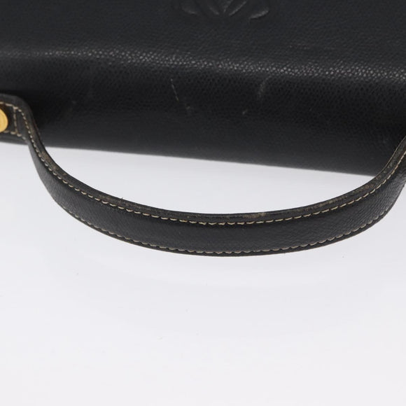 LOEWE Anagram Hand Bag Leather 2way Black Gold Auth ARZ441