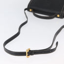LOEWE Anagram Hand Bag Leather 2way Black Gold Auth ARZ441-8