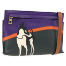 LOEWE John Allen Collaboration Shoulder Bag Leather Purple Gold Auth ARZ442M-1