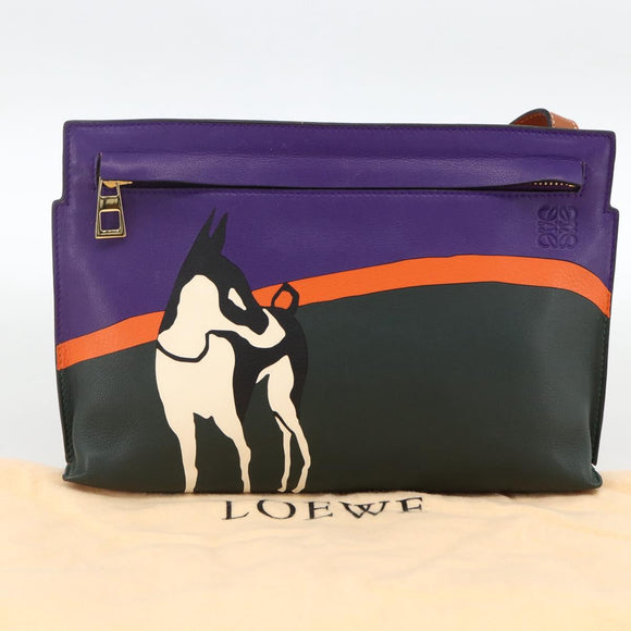 LOEWE John Allen Collaboration Schultertasche Leder Lila Gold Original ARZ442M
