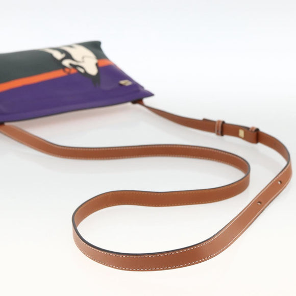 LOEWE John Allen Collaboration Shoulder Bag Leather Purple Gold Auth ARZ442M