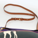 LOEWE John Allen Collaboration Shoulder Bag Leather Purple Gold Auth ARZ442M-7