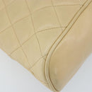 CHANEL Matelasse Chain Shoulder Tote Bag Lamb Skin Beige Gold CC Auth ARZ444-14