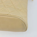 CHANEL Matelasse Chain Shoulder Tote Bag Lamb Skin Beige Gold CC Auth ARZ444-15