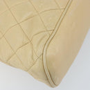 CHANEL Matelasse Chain Shoulder Tote Bag Lamb Skin Beige Gold CC Auth ARZ444-16