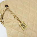 CHANEL Matelasse Chain Shoulder Tote Bag Lamb Skin Beige Gold CC Auth ARZ444-10
