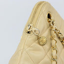 CHANEL Matelasse Chain Shoulder Tote Bag Lamb Skin Beige Gold CC Auth ARZ444-11