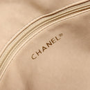 CHANEL Matelasse Chain Shoulder Tote Bag Lamb Skin Beige Gold CC Auth ARZ444-17