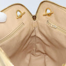 CHANEL Matelasse Chain Shoulder Tote Bag Lamb Skin Beige Gold CC Auth ARZ444-18