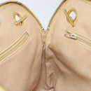 CHANEL Matelasse Chain Shoulder Tote Bag Lamb Skin Beige Gold CC Auth ARZ444-19