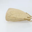 CHANEL Matelasse Chain Shoulder Tote Bag Lamb Skin Beige Gold CC Auth ARZ444-3