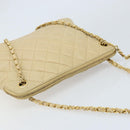 CHANEL Matelasse Chain Shoulder Tote Bag Lamb Skin Beige Gold CC Auth ARZ444-6