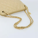 CHANEL Matelasse Chain Shoulder Tote Bag Lamb Skin Beige Gold CC Auth ARZ444-7