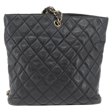 CHANEL Matelasse Chain Shoulder Bag Lamb Skin Black Gold CC Auth ARZ445 - 0