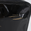 CHANEL COCO Mark Vanity Hand Bag Patent leather 2way Black Gold CC Auth ARZ446-6