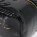 CHANEL COCO Mark Vanity Hand Bag Patent leather 2way Black Gold CC Auth ARZ446-15