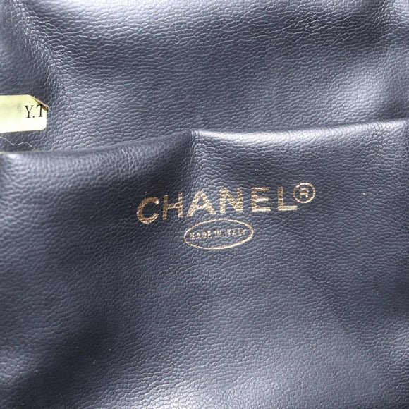 CHANEL COCO Mark Vanity Hand Bag Patent leather 2way Black Gold CC Auth ARZ446