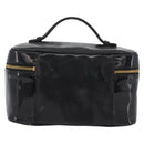 CHANEL COCO Mark Vanity Hand Bag Patent leather 2way Black Gold CC Auth ARZ446-2