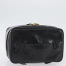 CHANEL COCO Mark Vanity Hand Bag Patent leather 2way Black Gold CC Auth ARZ446-7