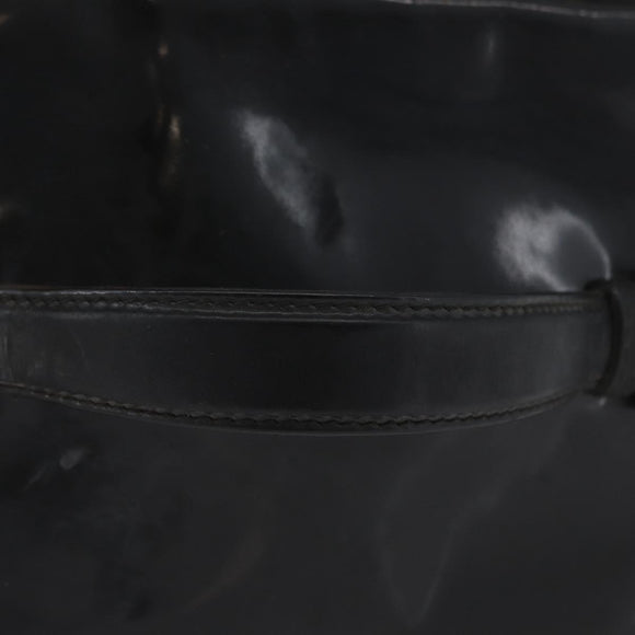 CHANEL COCO Mark Vanity Hand Bag Patent leather 2way Black Gold CC Auth ARZ446