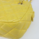 CHANEL Matelasse Chain Shoulder Bag Lamb Skin Yellow Gold CC Auth ARZ447-11