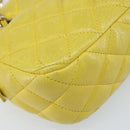 CHANEL Matelasse Chain Shoulder Bag Lamb Skin Yellow Gold CC Auth ARZ447-12
