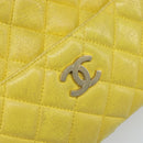 CHANEL Matelasse Chain Shoulder Bag Lamb Skin Yellow Gold CC Auth ARZ447-15