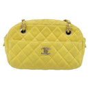 CHANEL Matelasse Chain Shoulder Bag Lamb Skin Yellow Gold CC Auth ARZ447-2