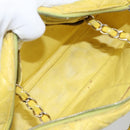 CHANEL Matelasse Chain Shoulder Bag Lamb Skin Yellow Gold CC Auth ARZ447-20