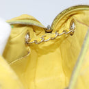 CHANEL Matelasse Chain Shoulder Bag Lamb Skin Yellow Gold CC Auth ARZ447-21