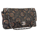 CHANEL Chain Shoulder Bag Satin Black Silver CC Auth ARZ448A-1