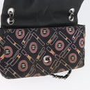 CHANEL Chain Shoulder Bag Satin Black Silver CC Auth ARZ448A-21