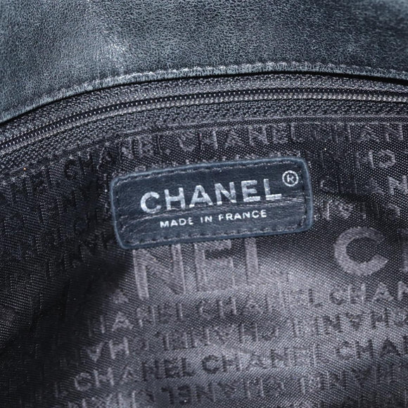 CHANEL Chain Shoulder Bag Satin Black Silver CC Auth ARZ448A