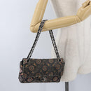 CHANEL Chain Shoulder Bag Satin Black Silver CC Auth ARZ448A-28