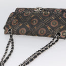 CHANEL Chain Shoulder Bag Satin Black Silver CC Auth ARZ448A-6