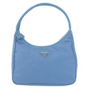 PRADA Hand Bag Nylon Light Blue Silver Auth ARZ485A-2
