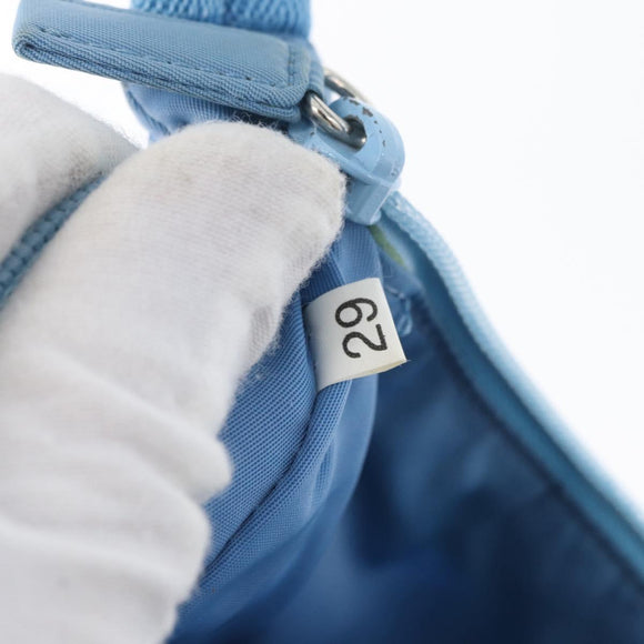 PRADA Hand Bag Nylon Light Blue Silver Auth ARZ485A