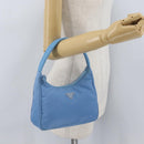 PRADA Hand Bag Nylon Light Blue Silver Auth ARZ485A-22