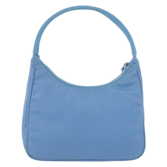 PRADA Hand Bag Nylon Light Blue Silver Auth ARZ485A