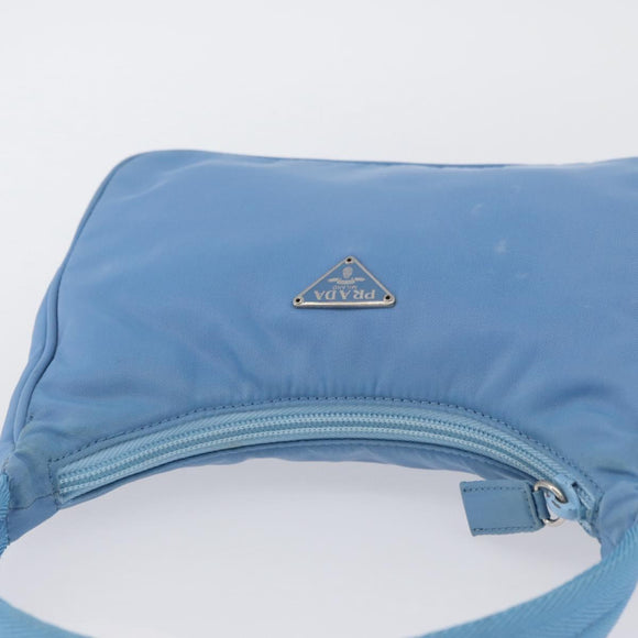 PRADA Hand Bag Nylon Light Blue Silver Auth ARZ485A