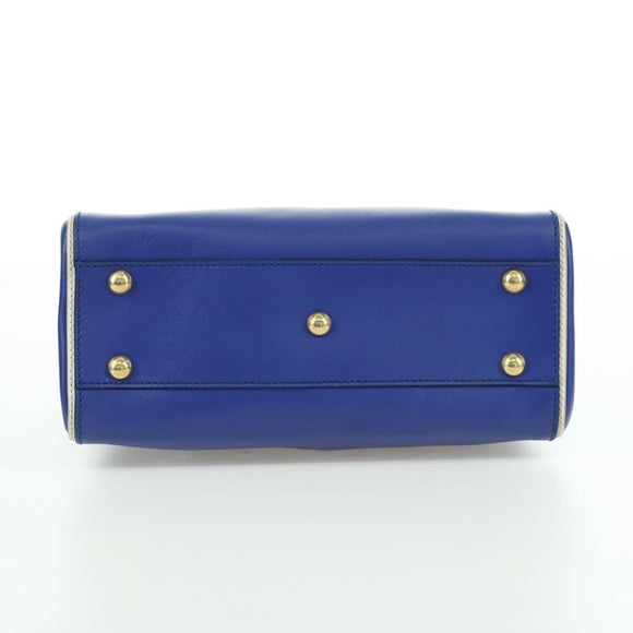Salvatore Ferragamo Gancini Sofia Handtas Leer 2-weg Blauw Goud Auth ARZ486A