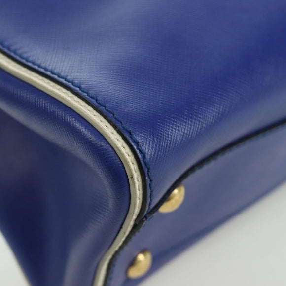 Salvatore Ferragamo Gancini Sofia Handtas Leer 2-weg Blauw Goud Auth ARZ486A