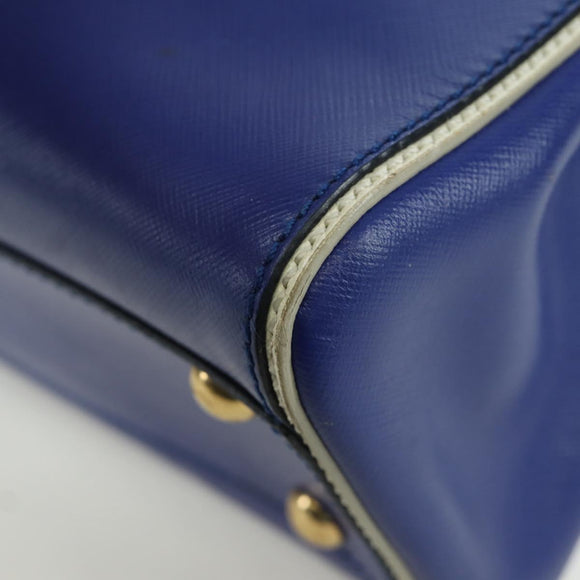Salvatore Ferragamo Gancini Sofia Handtas Leer 2-weg Blauw Goud Auth ARZ486A