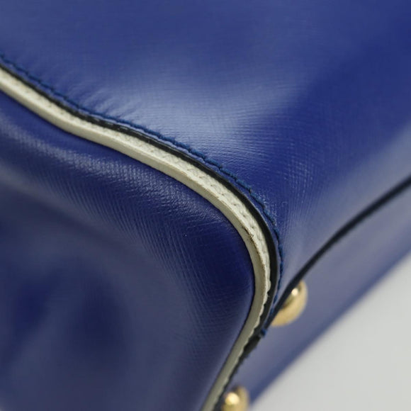 Salvatore Ferragamo Gancini Sofia Handtas Leer 2-weg Blauw Goud Auth ARZ486A