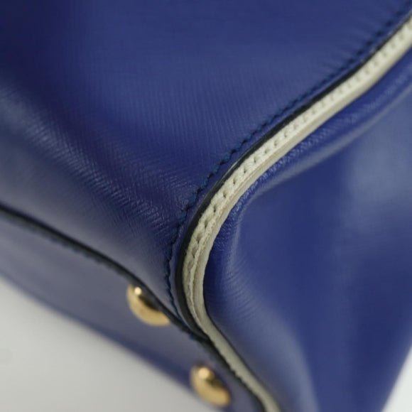 Salvatore Ferragamo Gancini Sofia Handtas Leer 2-weg Blauw Goud Auth ARZ486A