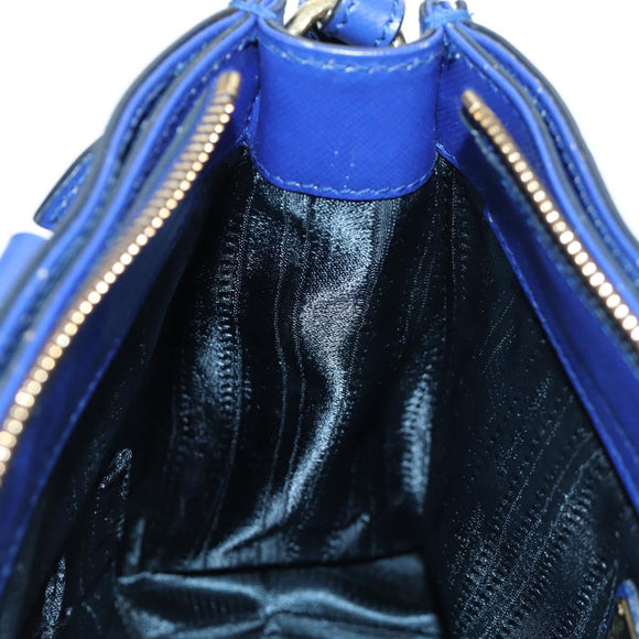 Salvatore Ferragamo Gancini Sofia Handtas Leer 2-weg Blauw Goud Auth ARZ486A