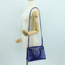Salvatore Ferragamo Gancini Sofia Handtas Leer 2-weg Blauw Goud Auth ARZ486A-28