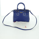 Salvatore Ferragamo Gancini Sofia Handtas Leer 2-weg Blauw Goud Auth ARZ486A-12