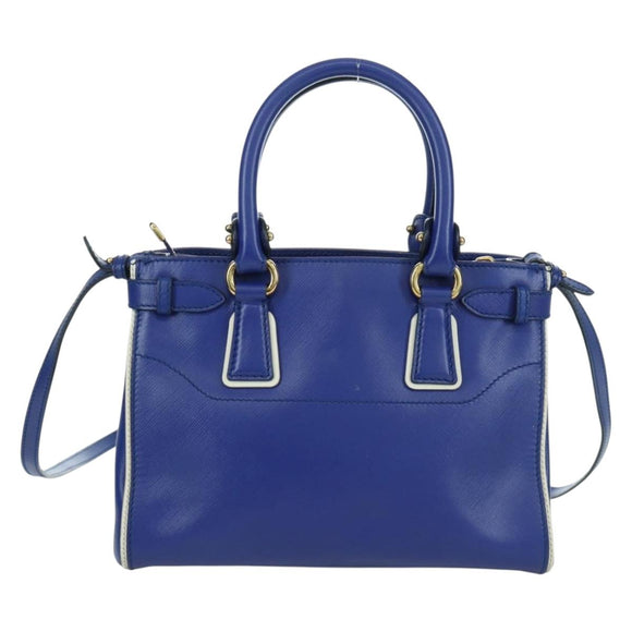 Salvatore Ferragamo Gancini Sofia Handtas Leer 2-weg Blauw Goud Auth ARZ486A