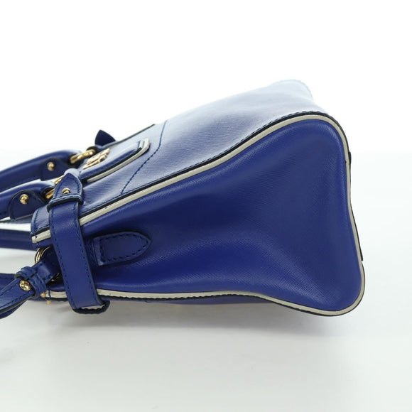 Salvatore Ferragamo Gancini Sofia Handtas Leer 2-weg Blauw Goud Auth ARZ486A